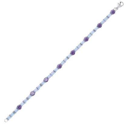 Silver  Purple Lilac Aqua CZ Blue River Tennis Bracelet 6mm 7" - GVB082AQUA