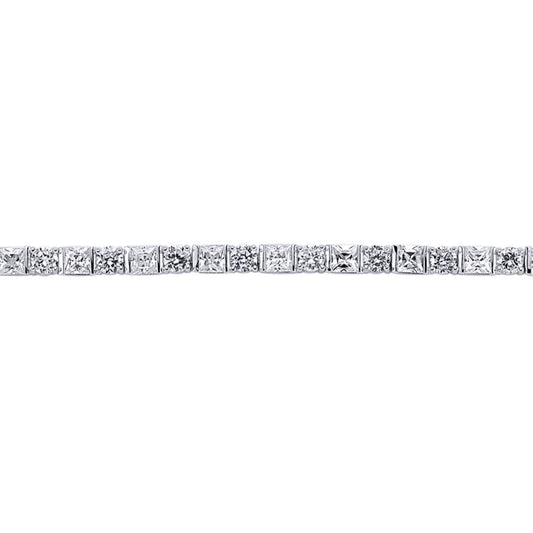 Silver Princess Cut CZ Shapes Tennis Bracelet 4mm 7.5inch - GVB083