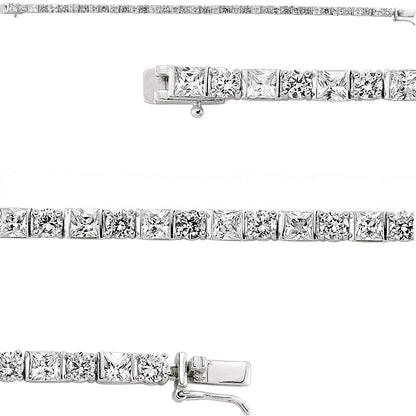Silver  Princess Cut CZ Shapes Tennis Bracelet 4mm 7.5inch - GVB083
