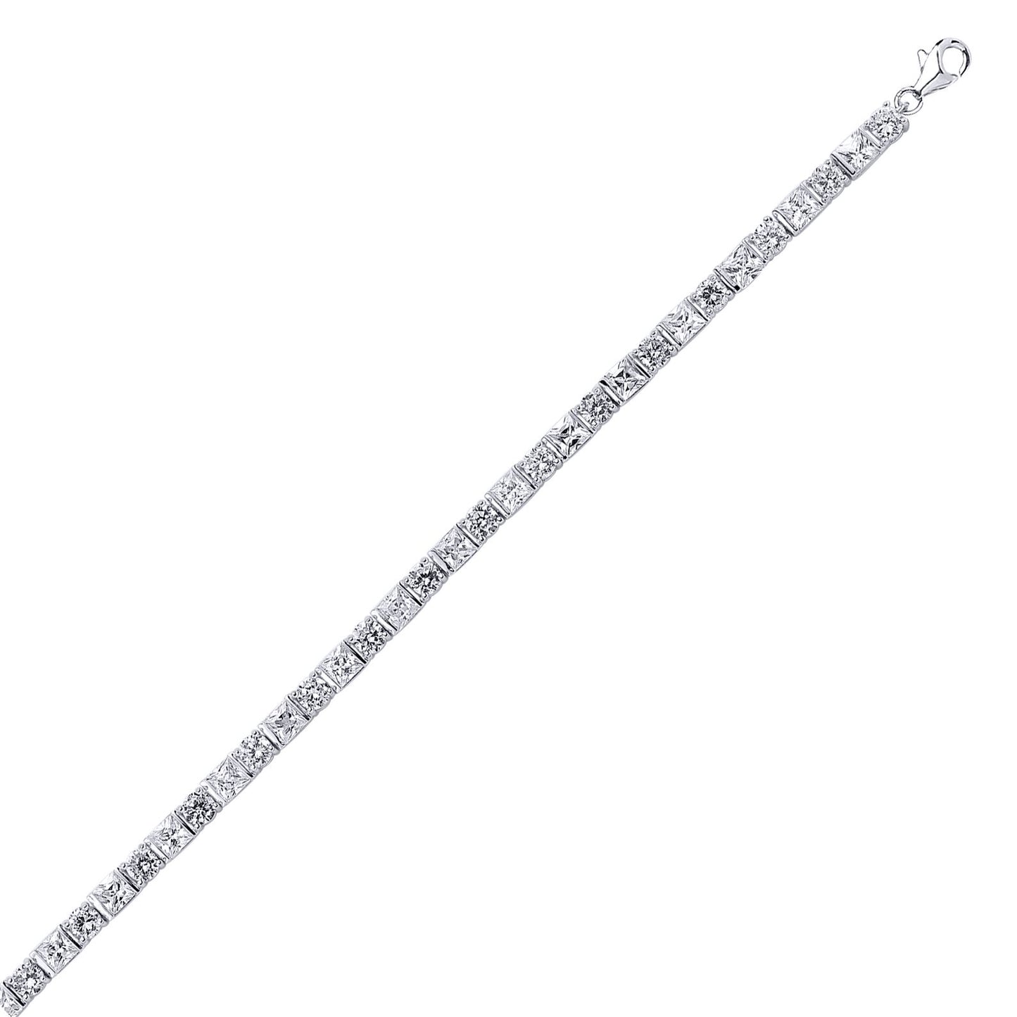 Silver  Princess Cut CZ Shapes Tennis Bracelet 4mm 7.5inch - GVB083