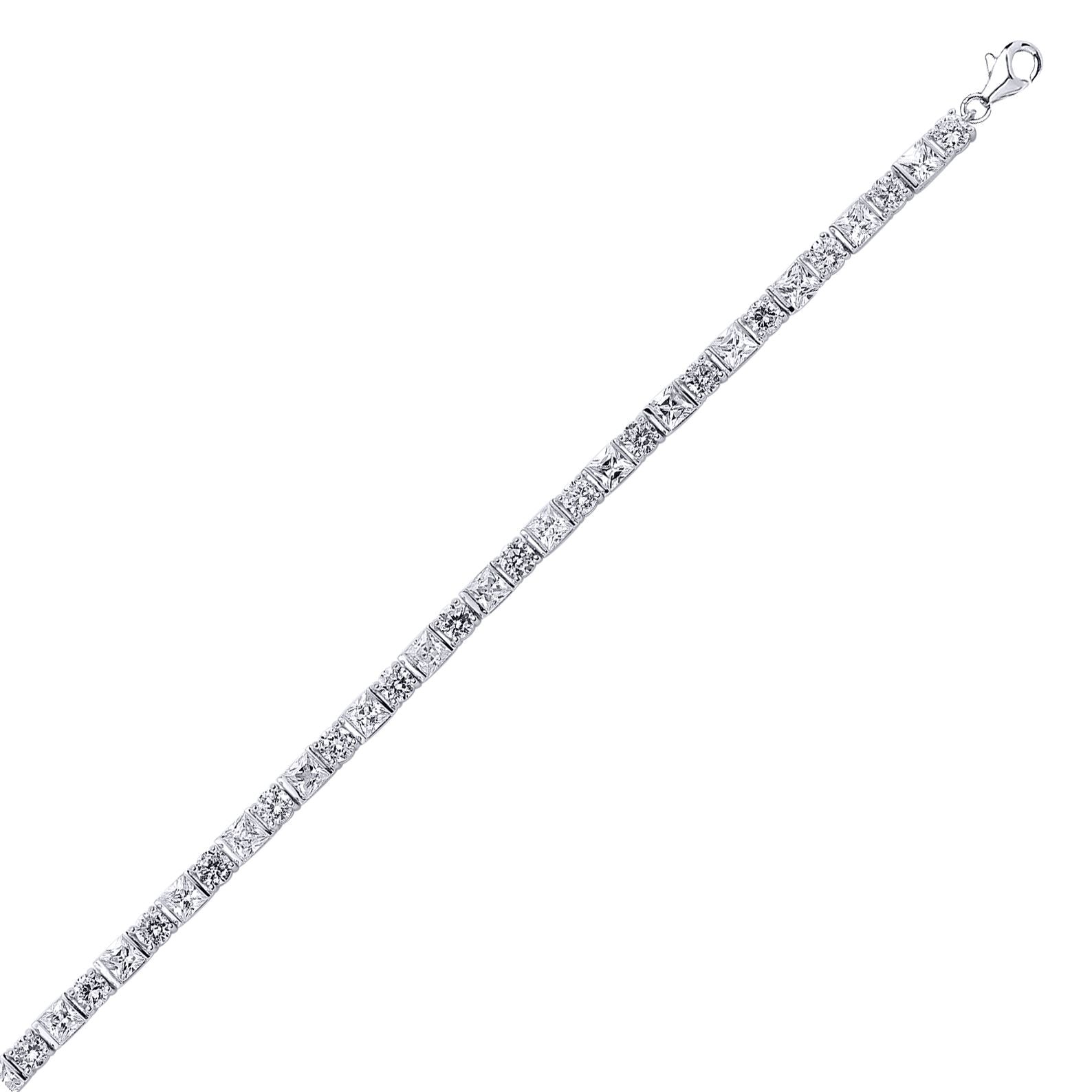 Silver  Princess Cut CZ Shapes Tennis Bracelet 4mm 7.5inch - GVB083