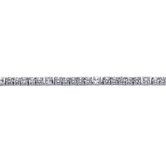 Silver  Princess Cut CZ 5 + 1 Tennis Bracelet 4mm 7inch - GVB085