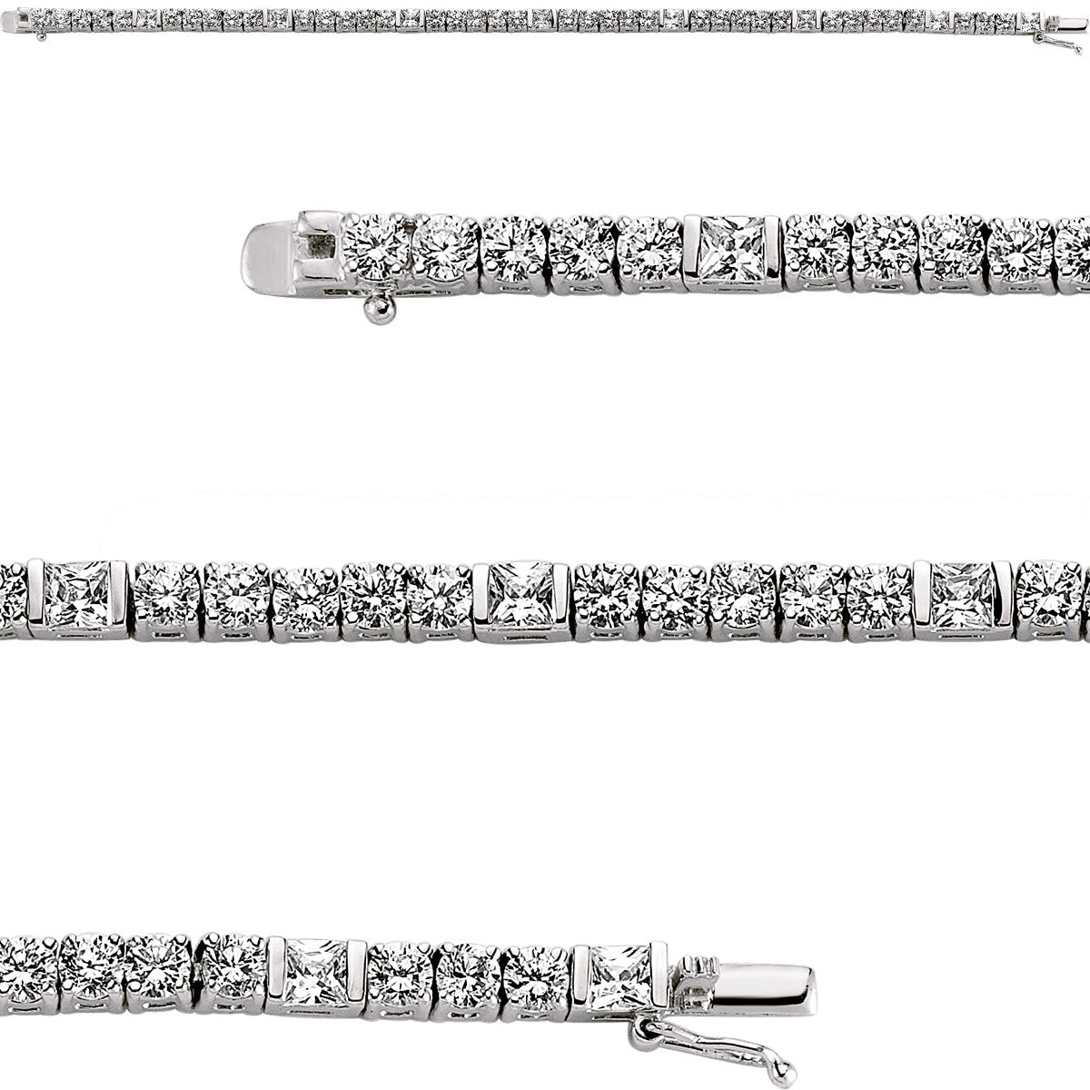 Silver  Princess Cut CZ 5 + 1 Tennis Bracelet 4mm 7inch - GVB085