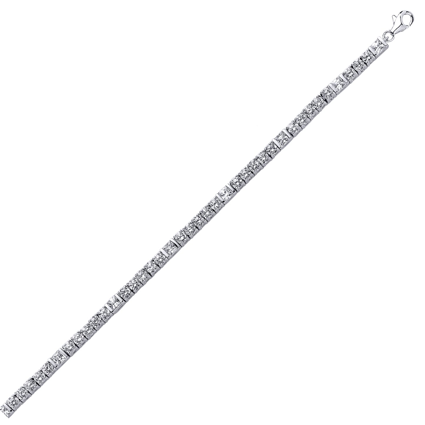 Silver  Princess Cut CZ 5 + 1 Tennis Bracelet 4mm 7inch - GVB085