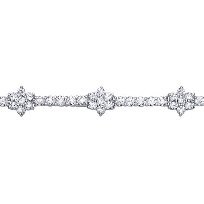 Silver  CZ Cluster Tennis Bracelet 9mm 7.5 inch - GVB086WH