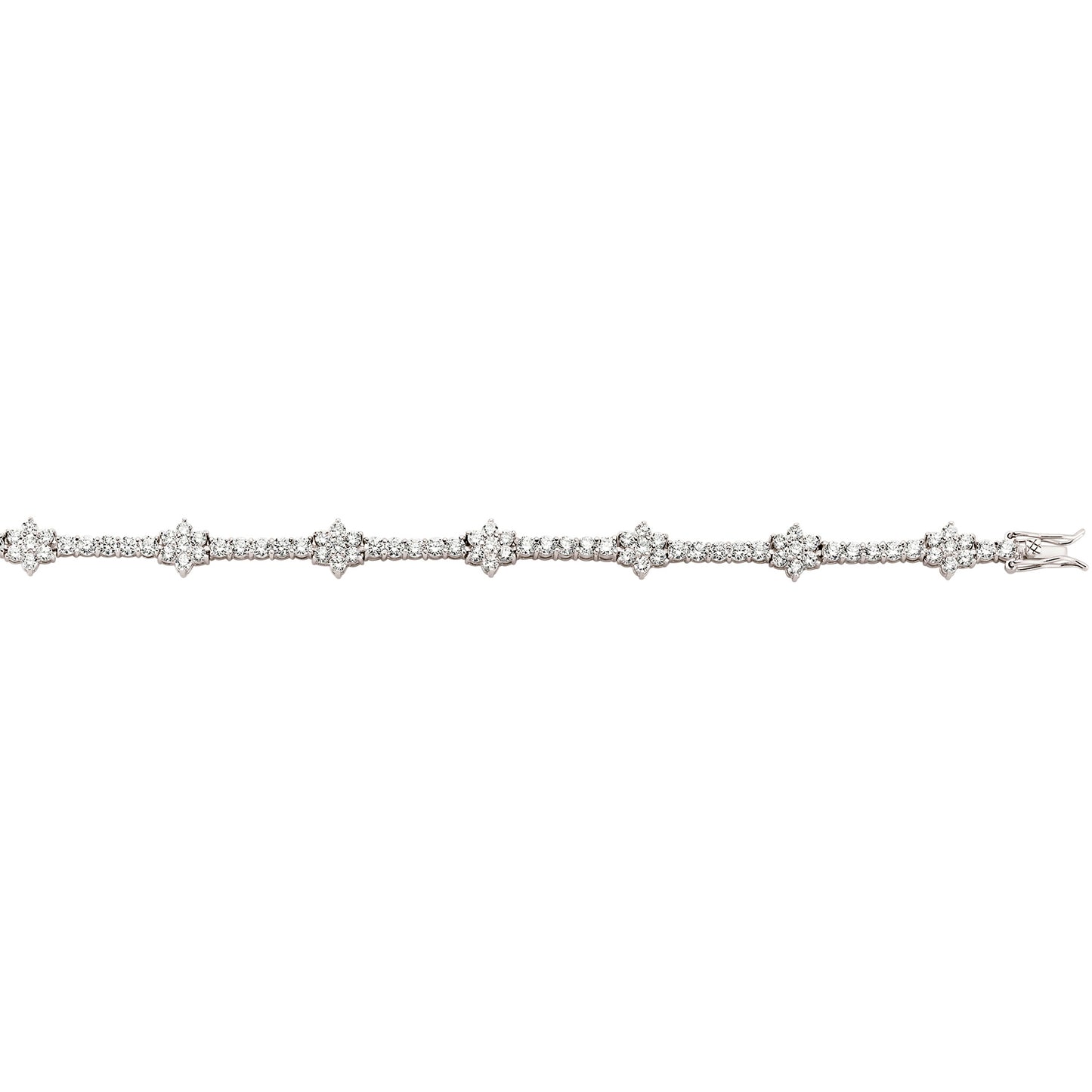 Silver  CZ Cluster Tennis Bracelet 9mm 7.5 inch - GVB086WH