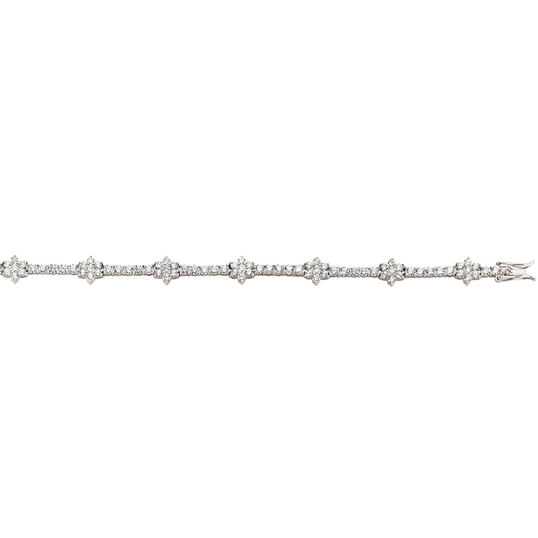 Silver  CZ Cluster Tennis Bracelet 9mm 7.5 inch - GVB086WH