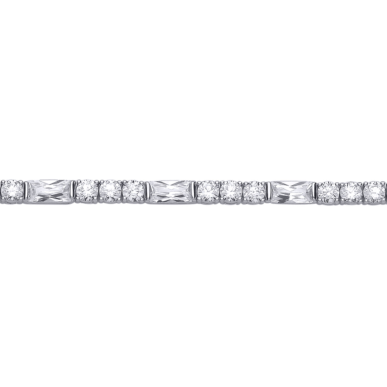 Silver  Emerald Cut CZ 3 + 1 Tennis Bracelet 3mm 7.5inch - GVB087