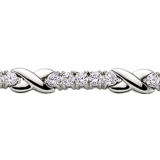 Silver  CZ Infinity Kisses Tennis Bracelet 5mm 7.5 inch - GVB088
