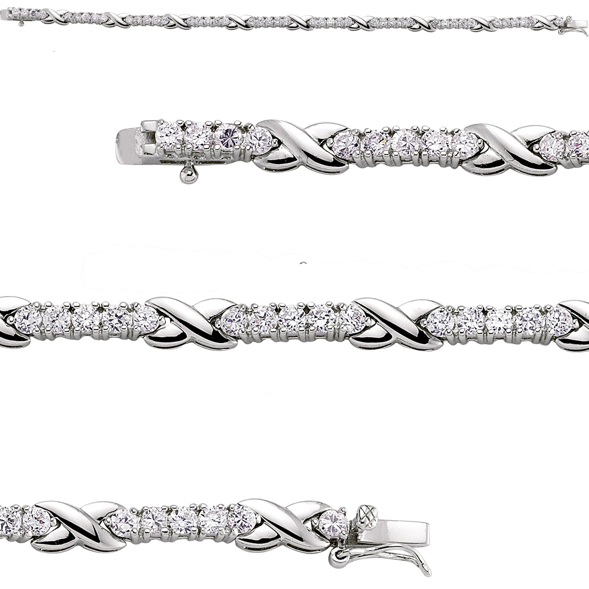 Silver  CZ Infinity Kisses Tennis Bracelet 5mm 7.5 inch - GVB088