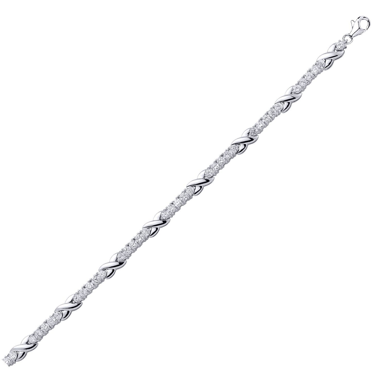 Silver  CZ Infinity Kisses Tennis Bracelet 5mm 7.5 inch - GVB088