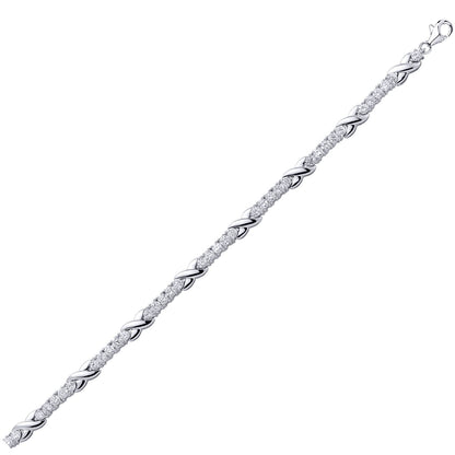 Silver  CZ Infinity Kisses Tennis Bracelet 5mm 7.5 inch - GVB088