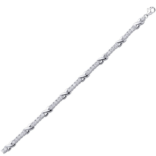 Silver  CZ Infinity Kisses Tennis Bracelet 5mm 7.5 inch - GVB088