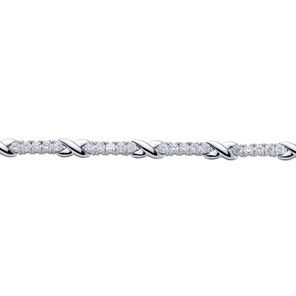 Silver  CZ Infinity Kisses Tennis Bracelet 5mm 7.5 inch - GVB088