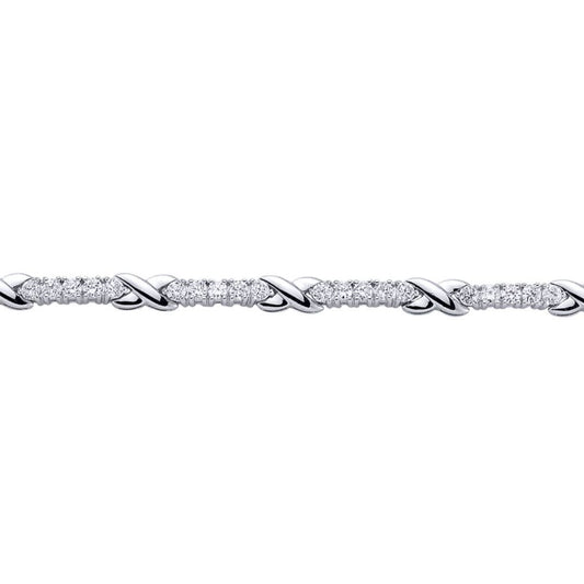 Silver  CZ Infinity Kisses Tennis Bracelet 5mm 7.5 inch - GVB088