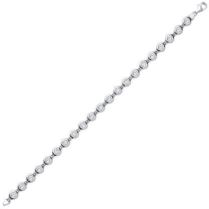 Silver  CZ Bubble Donut Eternity Tennis Bracelet 7mm 7 inch - GVB090