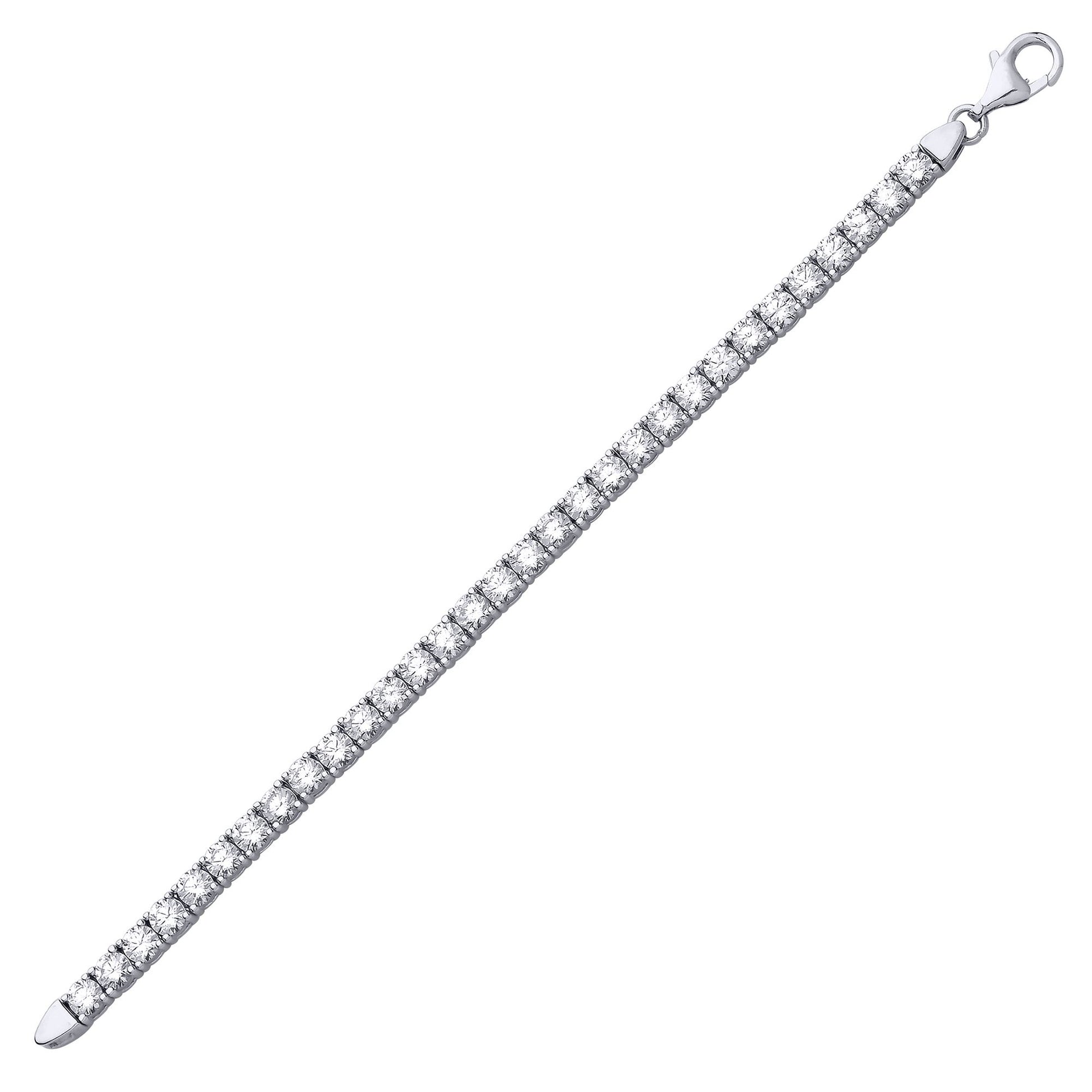 925 Silver  CZ 4 Claw Eternity Line Tennis Bracelet 3mm 4.5 inch - GVB094