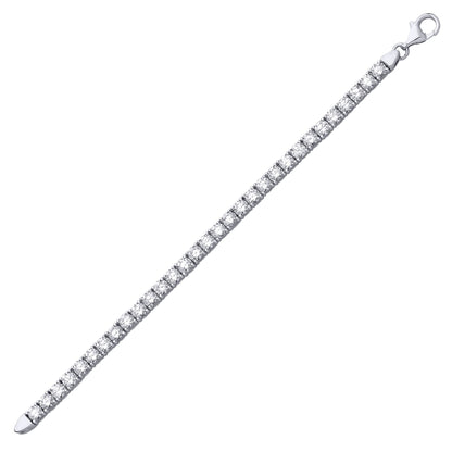 925 Silver  CZ 4 Claw Eternity Line Tennis Bracelet 3mm 4.5 inch - GVB094