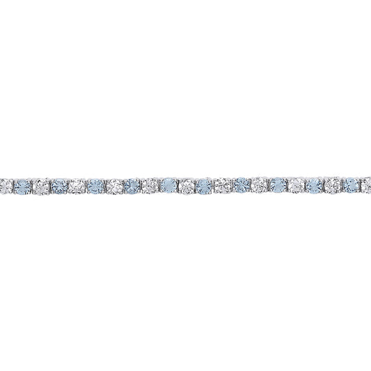 Silver  Aqua CZ Alternating Eternity Tennis Bracelet 4mm 7.25" - GVB094AQ