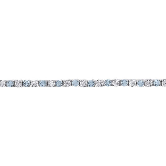 Silver Aqua CZ Alternating Eternity Tennis Bracelet 4mm 7.25" - GVB094AQ