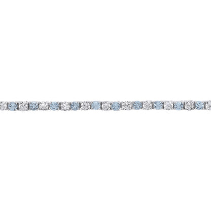 Silver  Aqua CZ Alternating Eternity Tennis Bracelet 4mm 7.25" - GVB094AQ