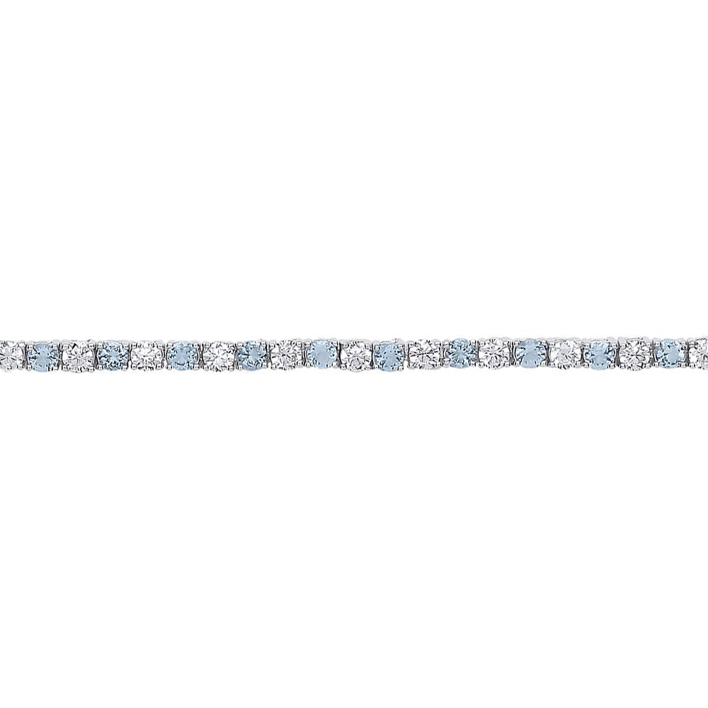 Silver  Aqua CZ Alternating Eternity Tennis Bracelet 4mm 7.25" - GVB094AQ