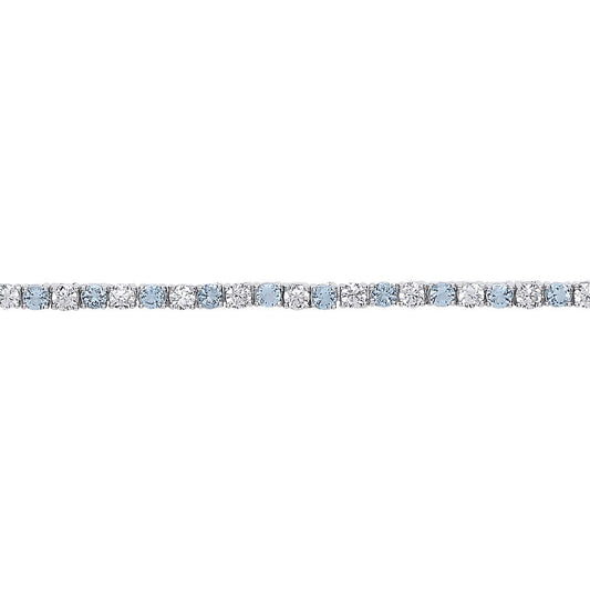 Silver  Aqua CZ Alternating Eternity Tennis Bracelet 4mm 7.25" - GVB094AQ