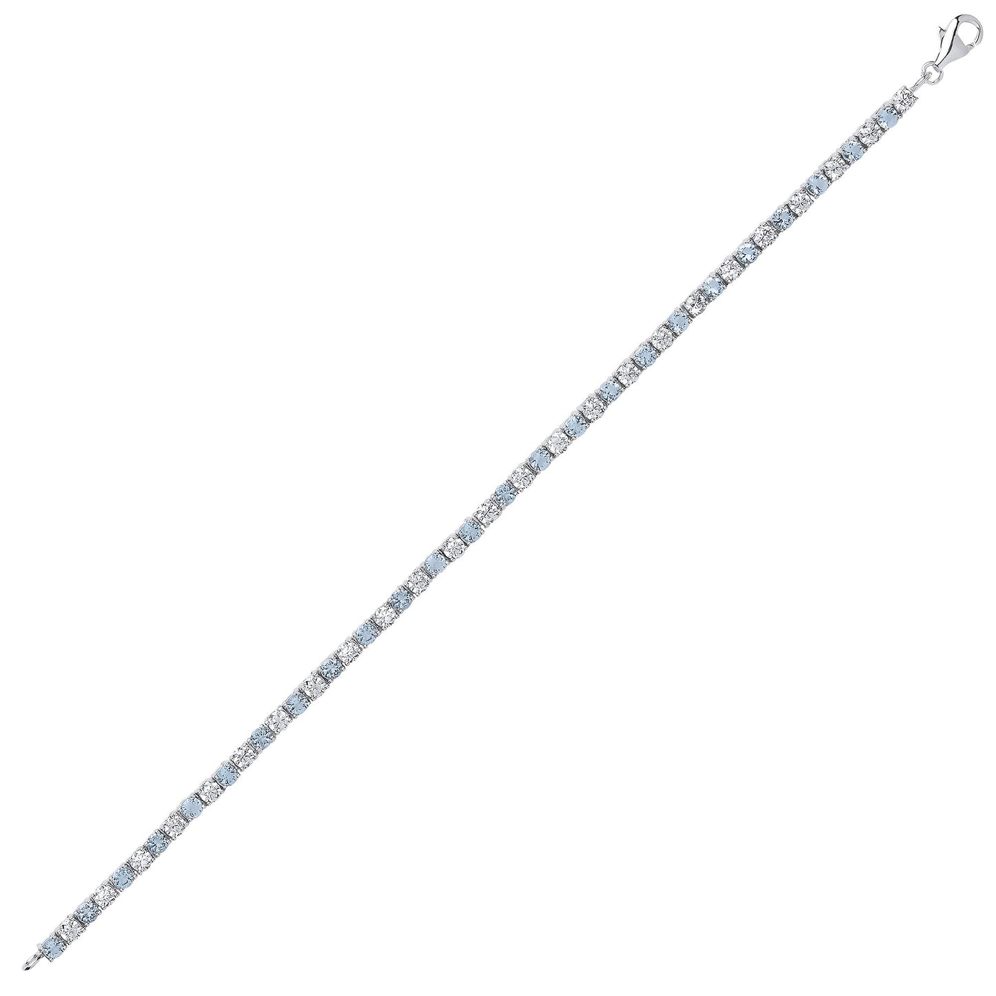 Silver  Aqua CZ Alternating Eternity Tennis Bracelet 4mm 7.25" - GVB094AQ