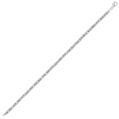 Silver  Aqua CZ Alternating Eternity Tennis Bracelet 4mm 7.25" - GVB094AQ