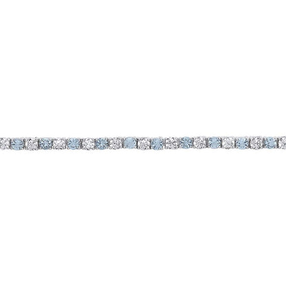 Silver  Aqua CZ Alternating Eternity Tennis Bracelet 4mm 7.25" - GVB094AQ
