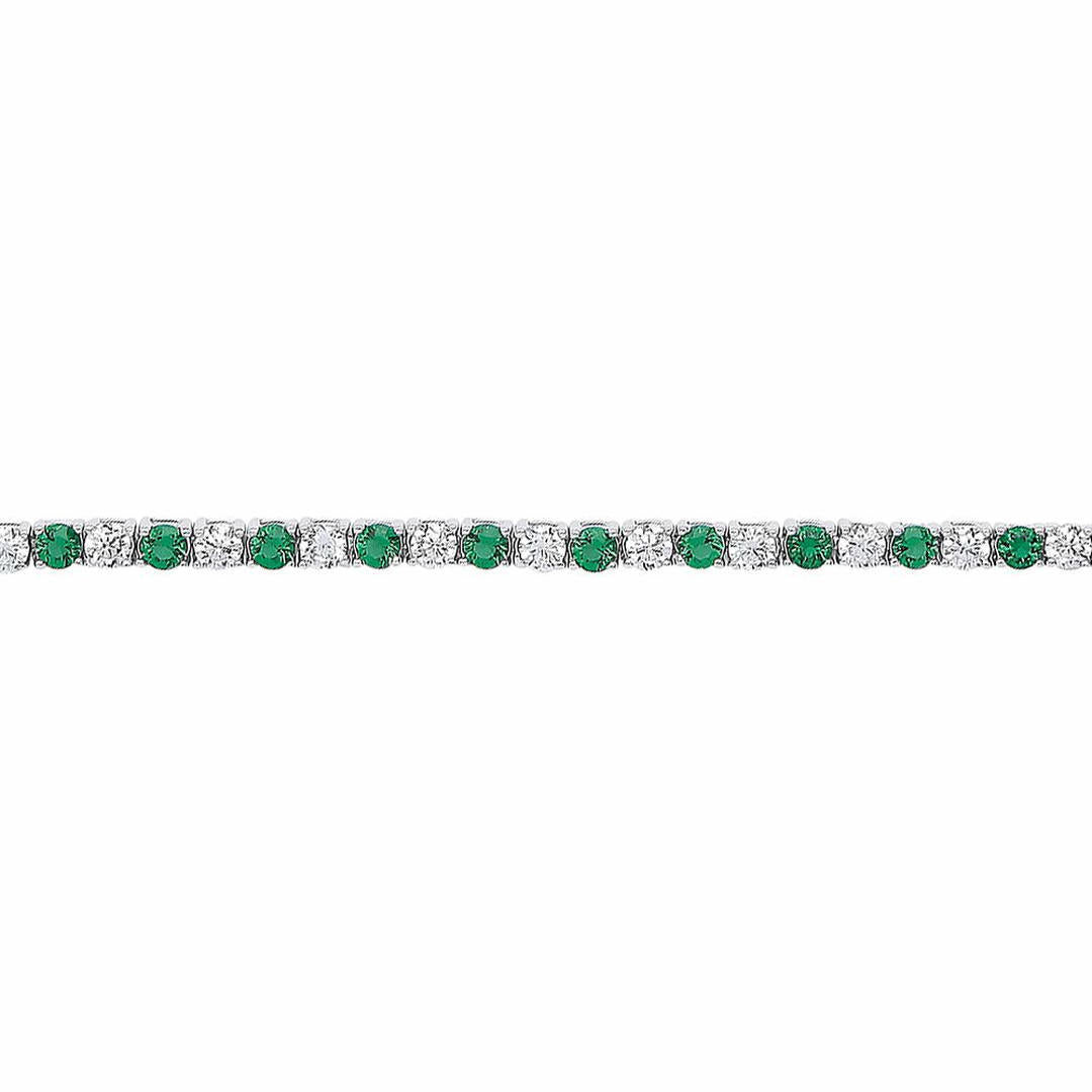 Silver  Green CZ Alternating Eternity Tennis Bracelet 4mm 7.25" - GVB094EM