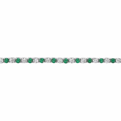 Silver  Green CZ Alternating Eternity Tennis Bracelet 4mm 7.25" - GVB094EM