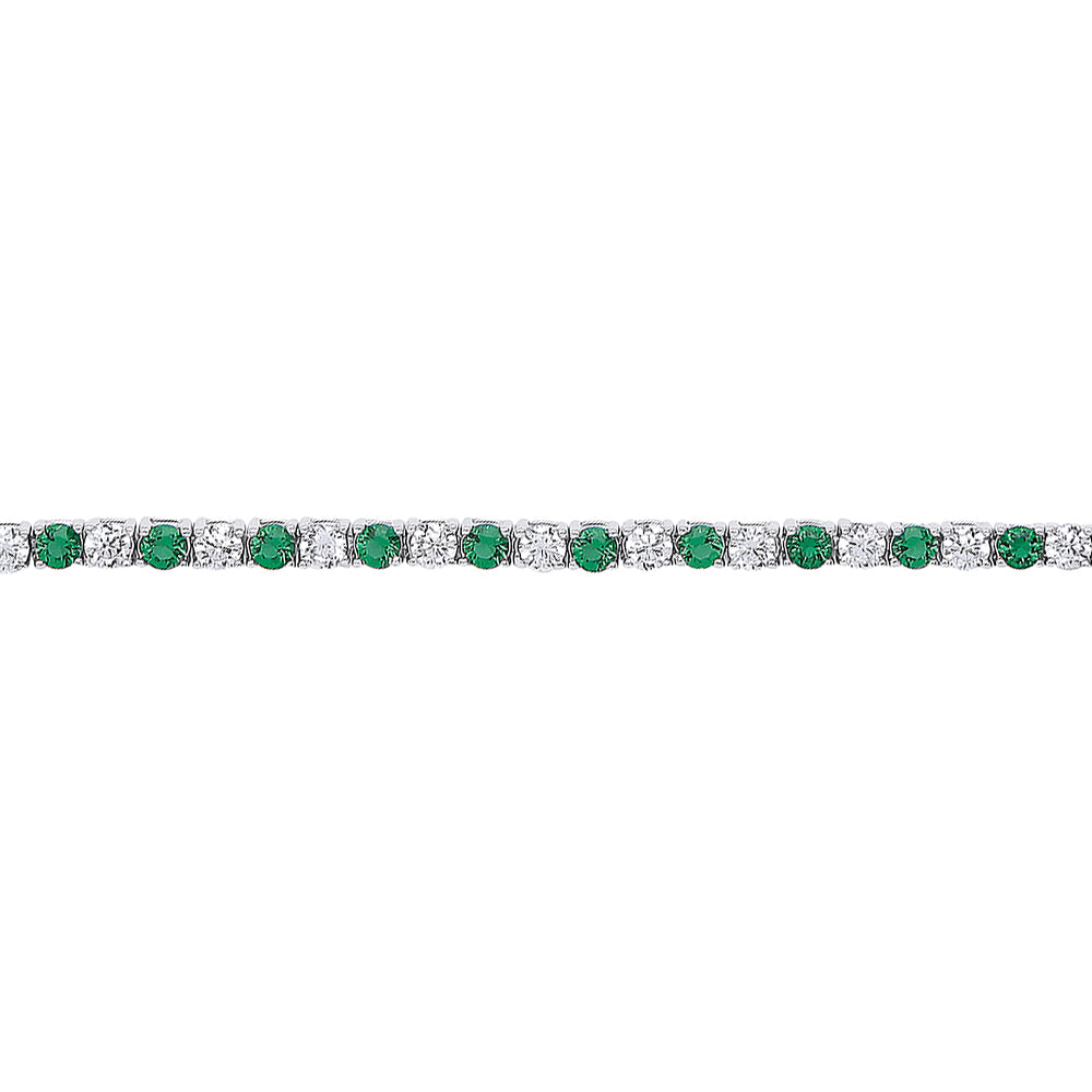 Silver  Green CZ Alternating Eternity Tennis Bracelet 4mm 7.25" - GVB094EM