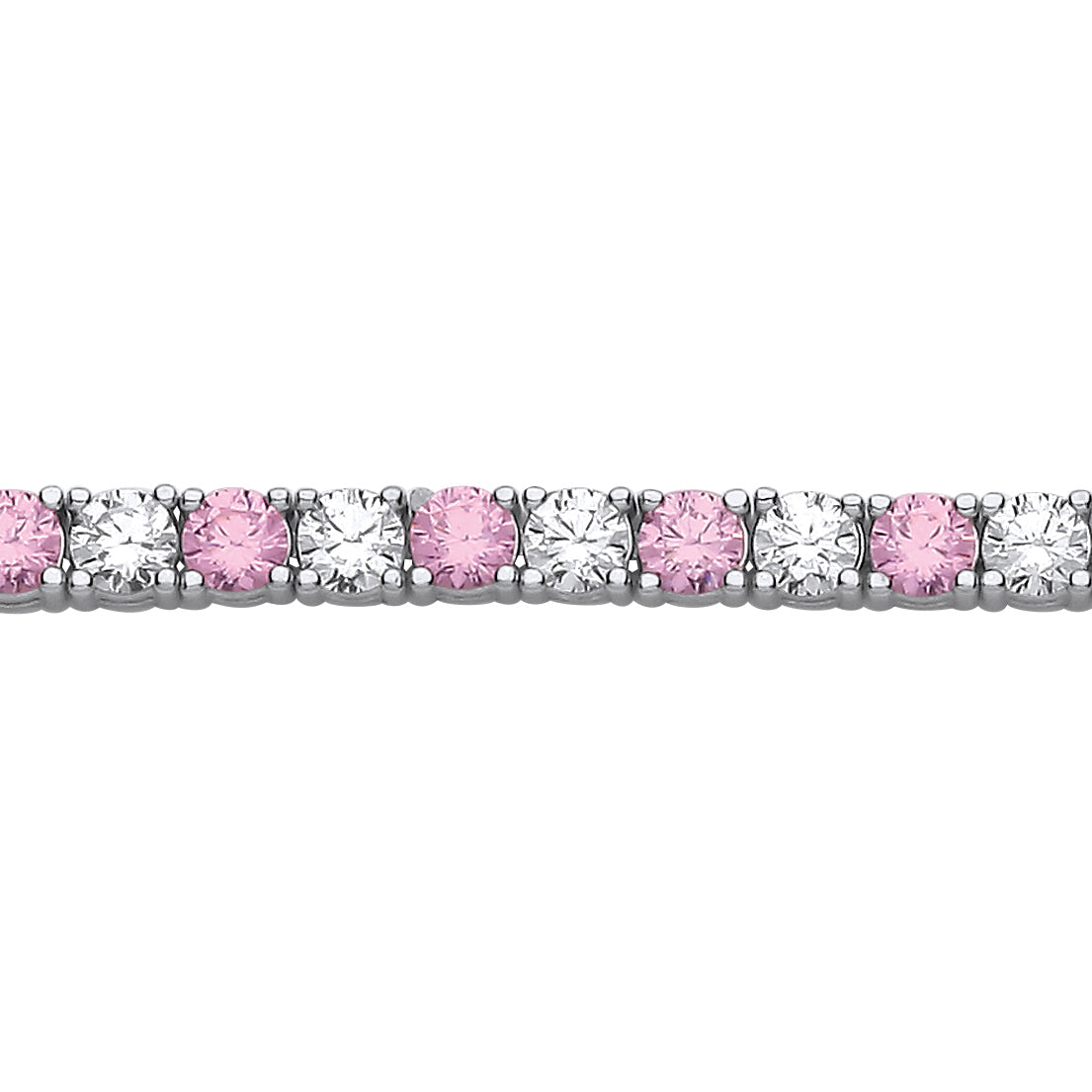 Silver  Pink CZ 4 Claw Eternity Line Tennis Bracelet 3mm 4.5 inch - GVB094P