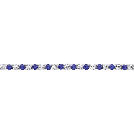 Silver  Blue CZ Alternating Eternity Tennis Bracelet 4mm 7 inch - GVB094SAP