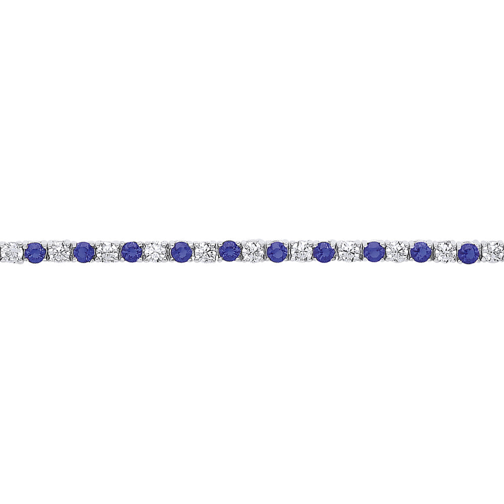 Silver  Blue CZ Alternating Eternity Tennis Bracelet 4mm 7 inch - GVB094SAP