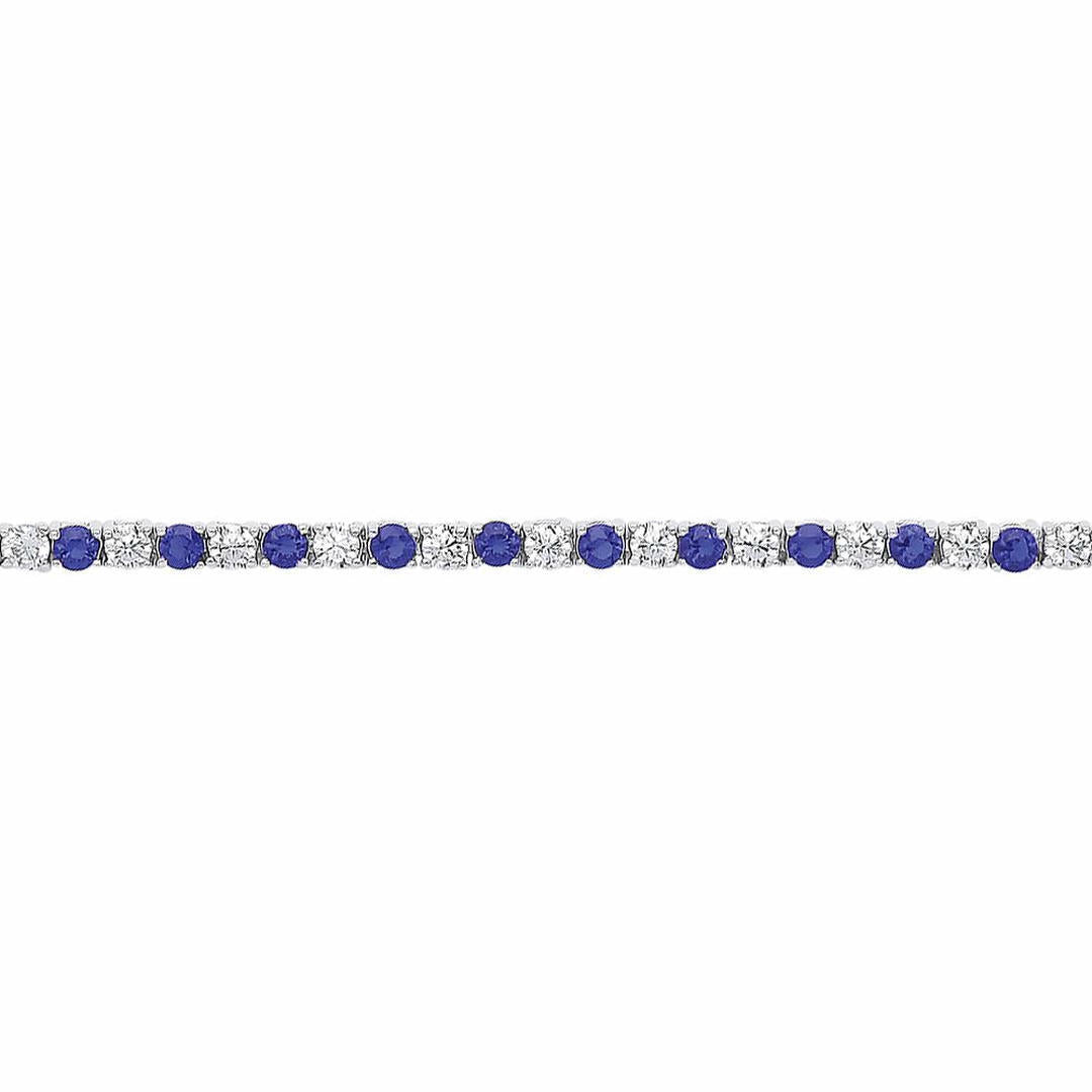 Silver  Blue CZ Alternating Eternity Tennis Bracelet 4mm 7 inch - GVB094SAP