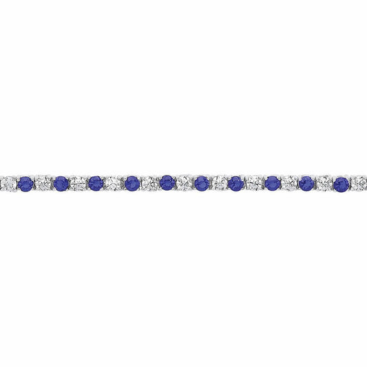 Silver  Blue CZ Alternating Eternity Tennis Bracelet 4mm 7 inch - GVB094SAP
