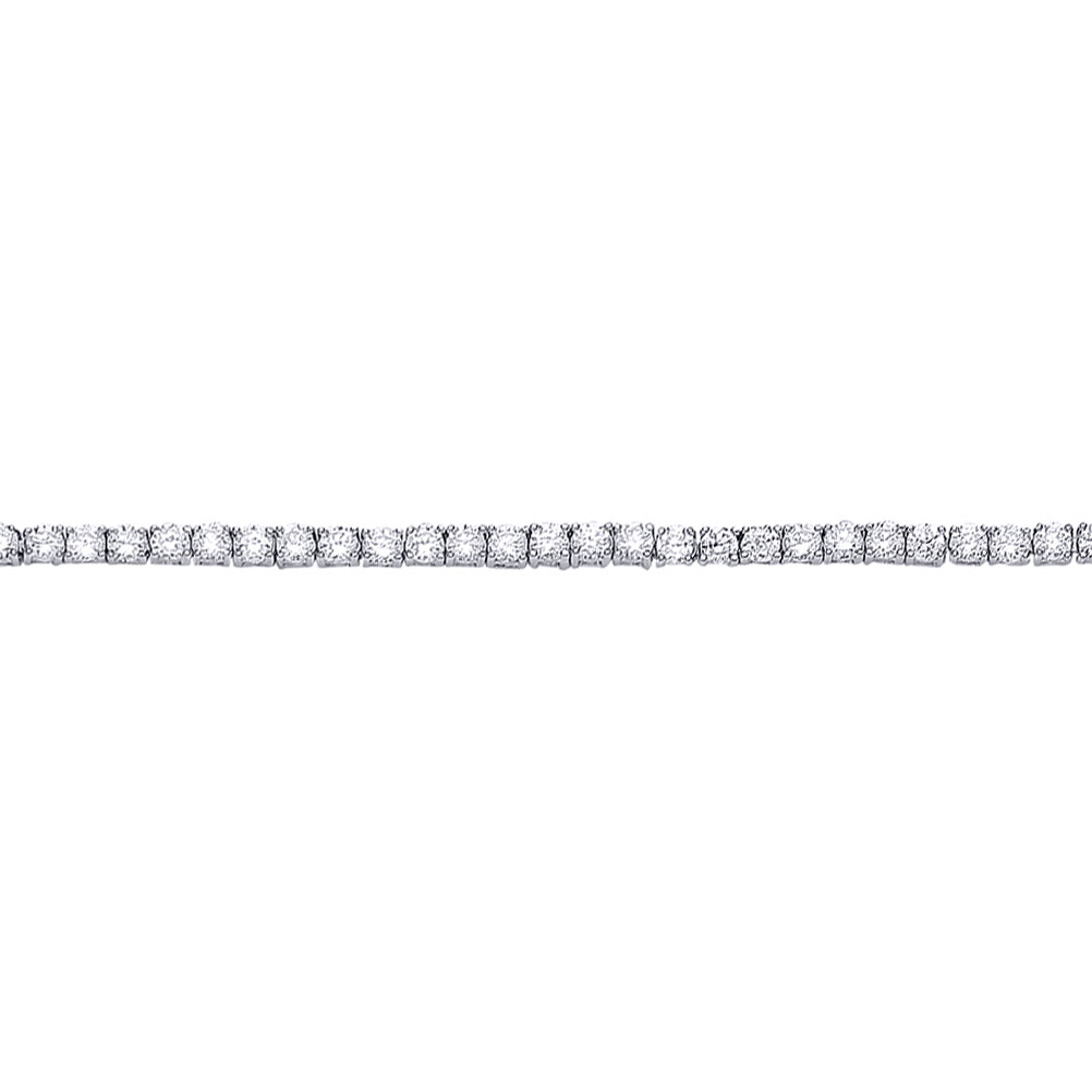 Silver  CZ 4 Claw Line Tennis Bracelet 4mm 7 inch - GVB094