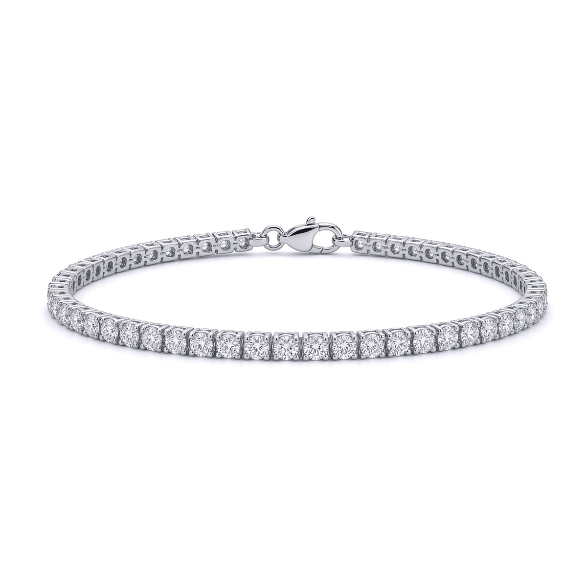 Silver  CZ 4 Claw Line Tennis Bracelet 4mm 7 inch - GVB094