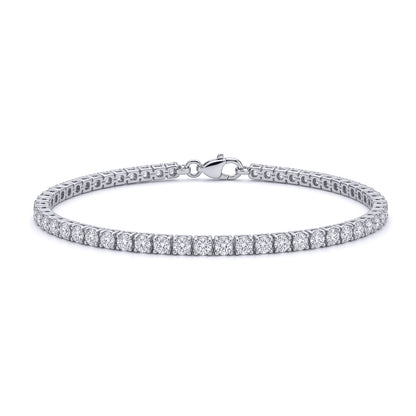 Silver  CZ 4 Claw Line Tennis Bracelet 4mm 7 inch - GVB094