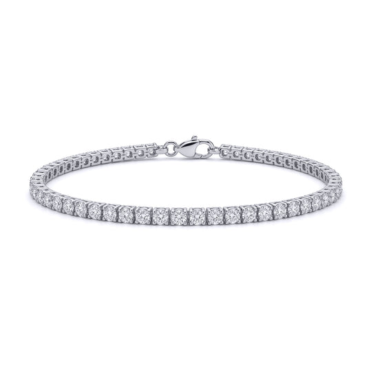 Silver  CZ 4 Claw Line Tennis Bracelet 4mm 7 inch - GVB094