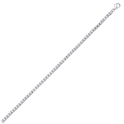 Silver  CZ 4 Claw Line Tennis Bracelet 4mm 7 inch - GVB094