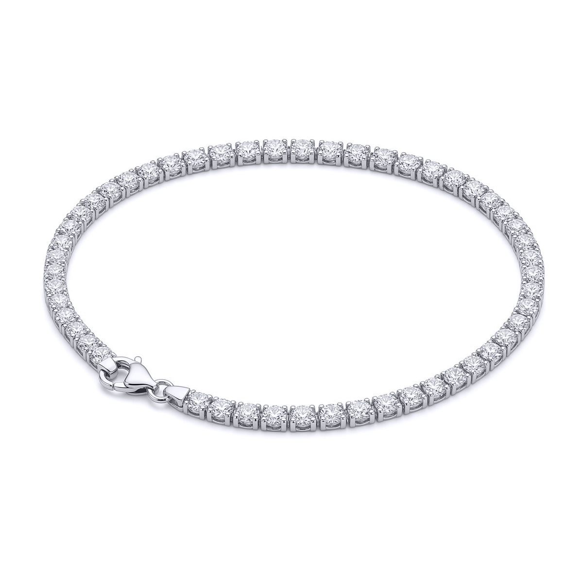 Silver  CZ 4 Claw Line Tennis Bracelet 4mm 7 inch - GVB094
