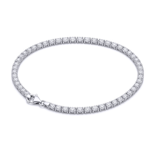 Silver  CZ 4 Claw Line Tennis Bracelet 4mm 7 inch - GVB094