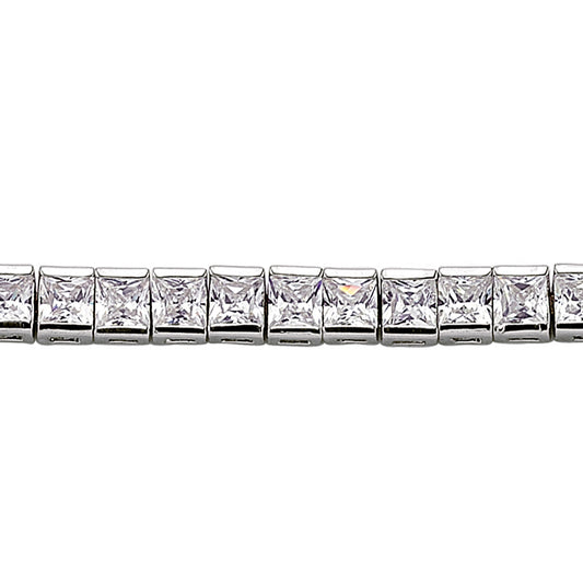 Silver  Princess Cut CZ Tennis Eternity Line Bracelet 4mm 7 inch - GVB095