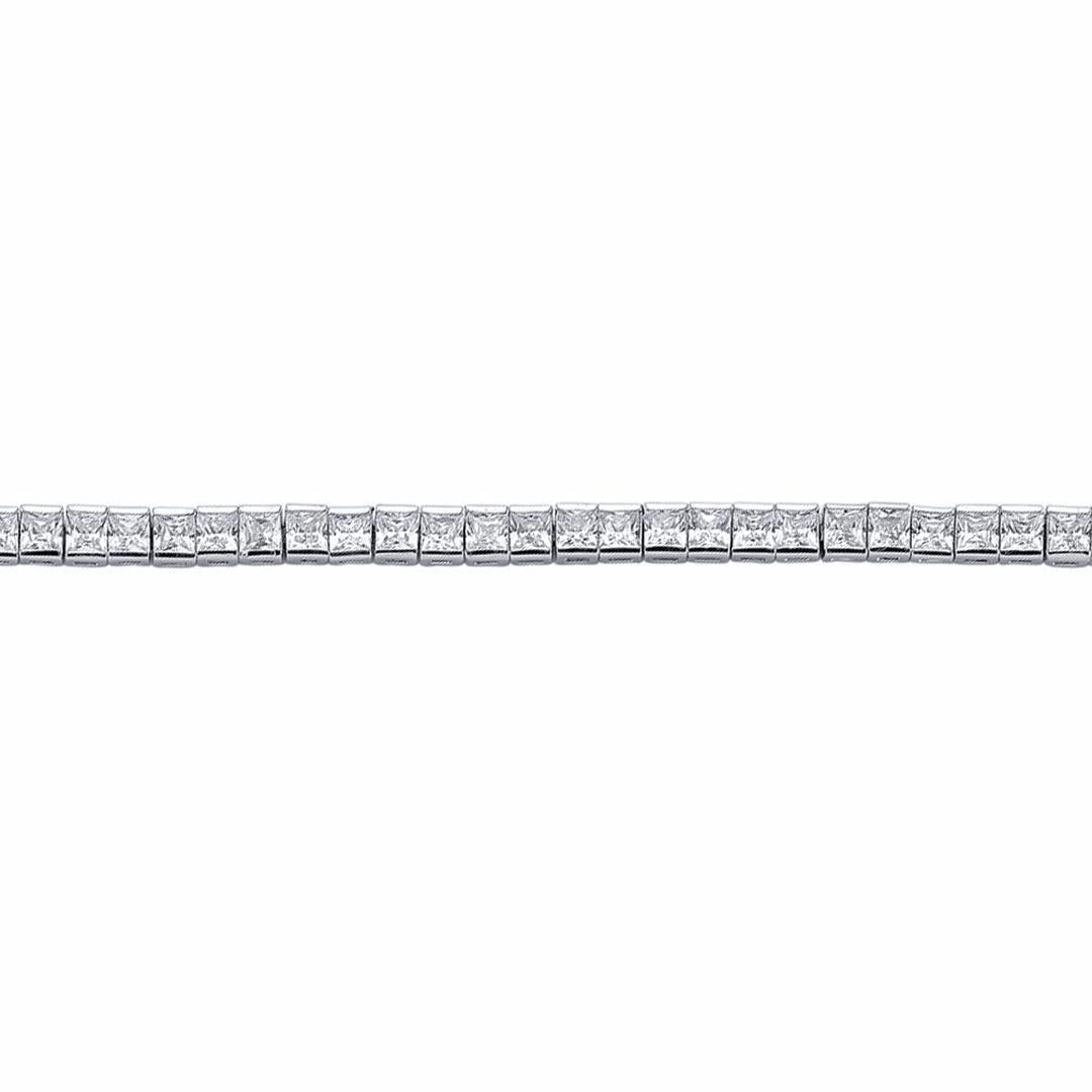 Silver  Princess Cut CZ Tennis Eternity Line Bracelet 4mm 7 inch - GVB095