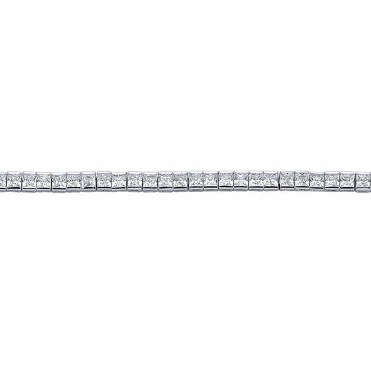Silver  Princess Cut CZ Tennis Eternity Line Bracelet 4mm 7 inch - GVB095