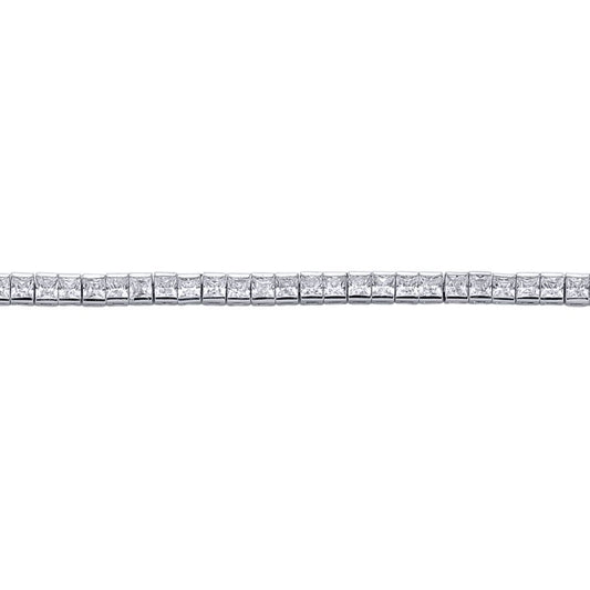 Silver Princess Cut CZ Tennis Eternity Line Bracelet 4mm 7 inch - GVB095