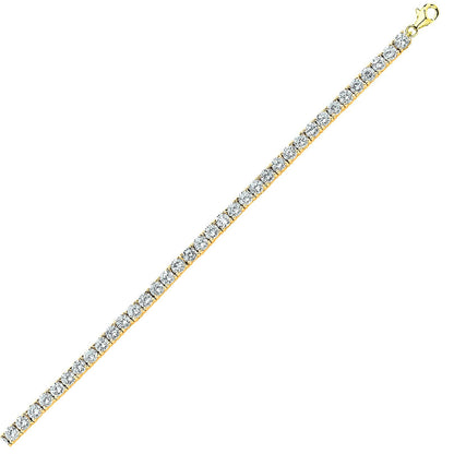 Gilded Silver  CZ 4 Claw Line Tennis Bracelet 4mm 7.5 inch - GVB096G